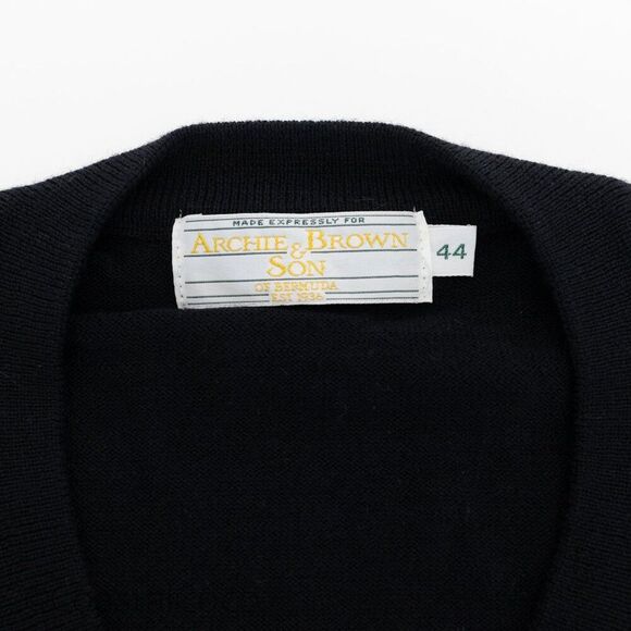 Vintage Archie Brown & Son Bermuda 100% Lambswool Sweater 44 V-Neck Pullover - Picture 2 of 9